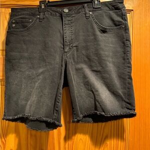 Women’s Black Frayed Hem Denim Shorts Size 14